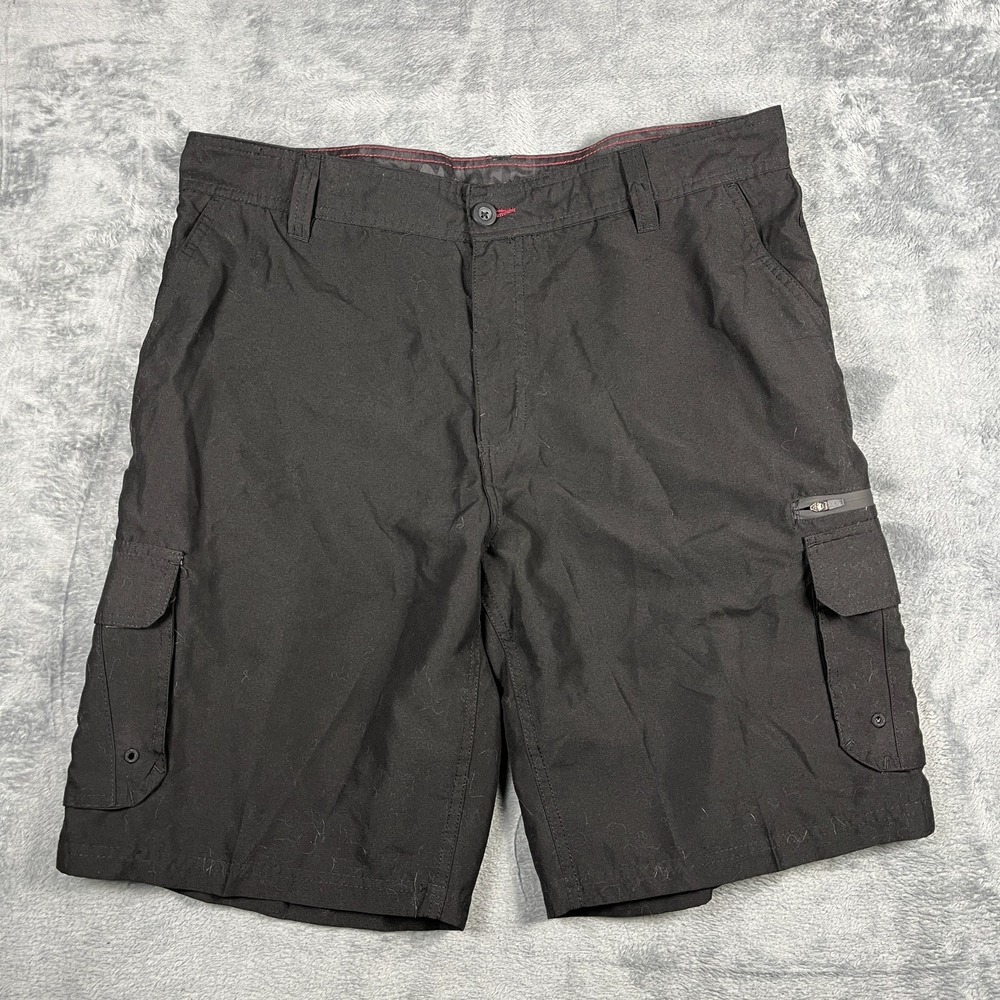 Burnside Cargo Shorts Mens 36 Black Flat Front Utility Pocket Outdoor Hiking
